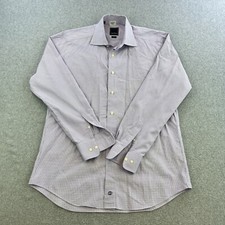 David Donahue Dress Shirt Mens 16 Trim Purple Check Long Sleeve Button Up Adult