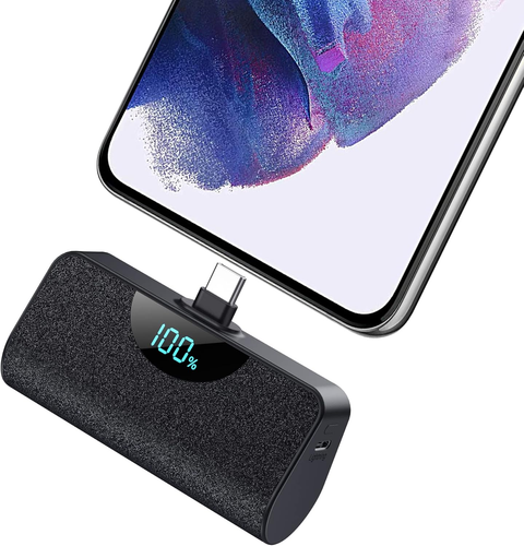 Mini Portable Charger USB-C Power Bank 5200Mah,Ultra Compact LCD Display Battery