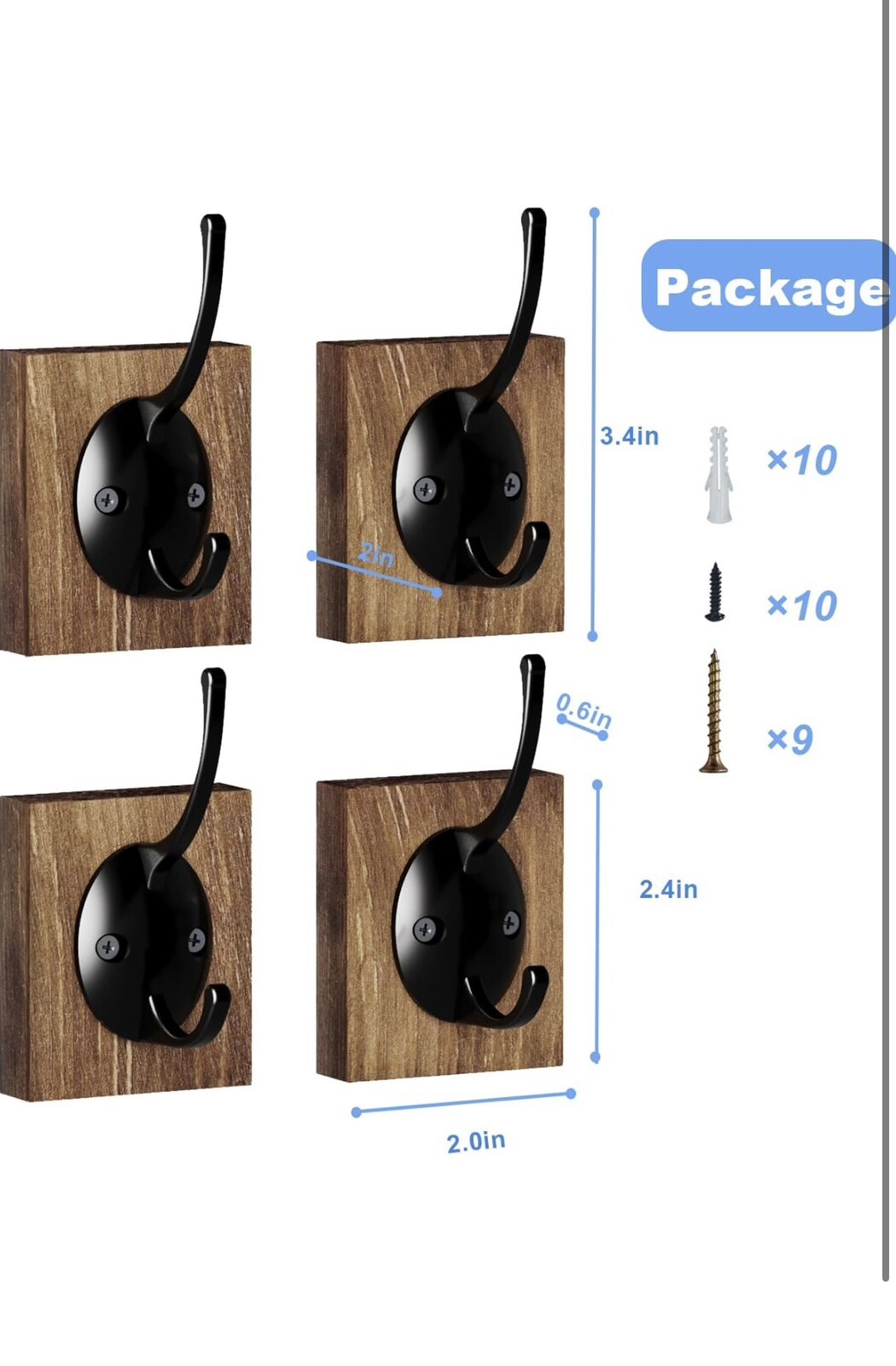 Coat Rack/ Hat Hooks Wall Mount Wall Hooks Heavy Duty Towel Hooks 4pack