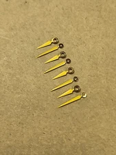 4 Sets of 1963 Factory NOS Accutron 214 Spaceview "B" Yellow Painted Lance Hands