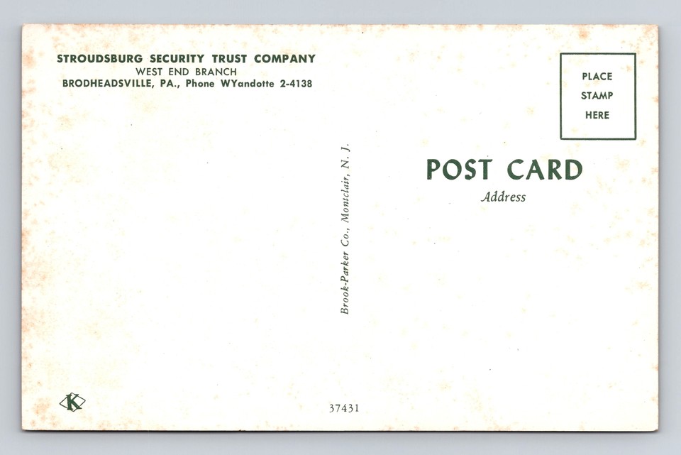 Brodheadsville PAPennsylvania Stroudsburg Security Company Vintage Postcard eBay