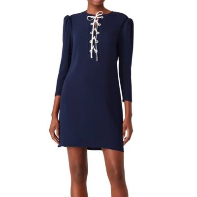 Shoshanna Navy blue Lace up Nikko Dress shesth dress size 6 | eBay