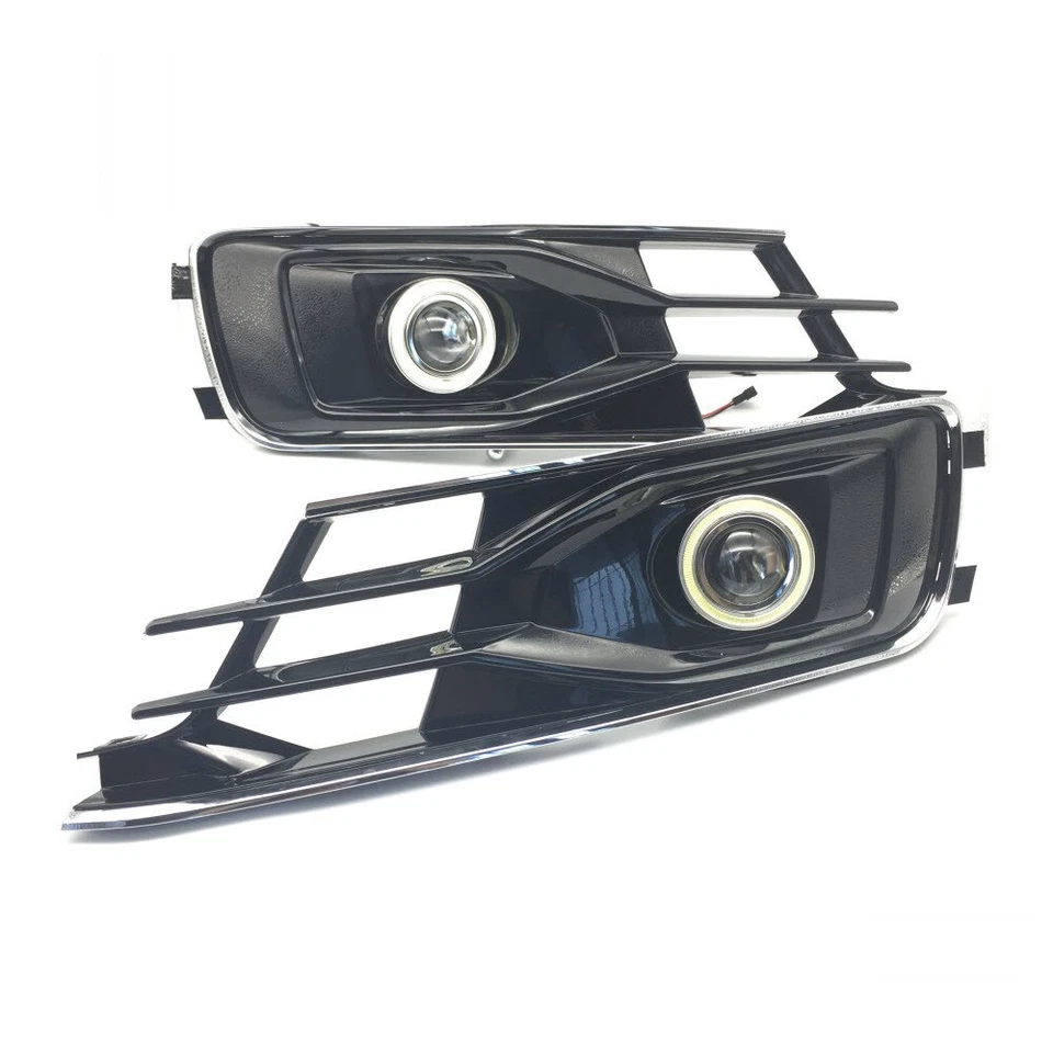 2in1 LED Angel Eyes DRL Halogen Lamp Projector Lens Foglights For Audi A6 2016 Foto 2 de 4