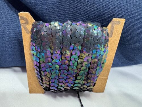 10 Yards Black Iridescent Oil Spill Sequin Sewing Trim 6mm, Continuous Yards NEW