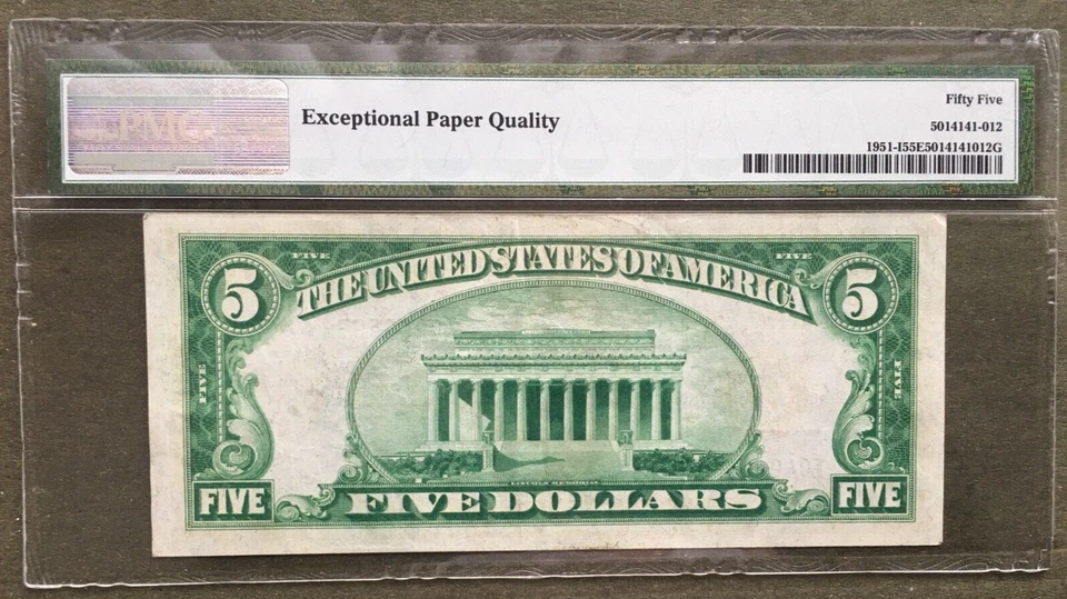 1928A $5 FRN  MINNEAPOLIS [] Baby Face Nelson Cash Hoard [] PMG 55 EPQ - Image 2 of 3