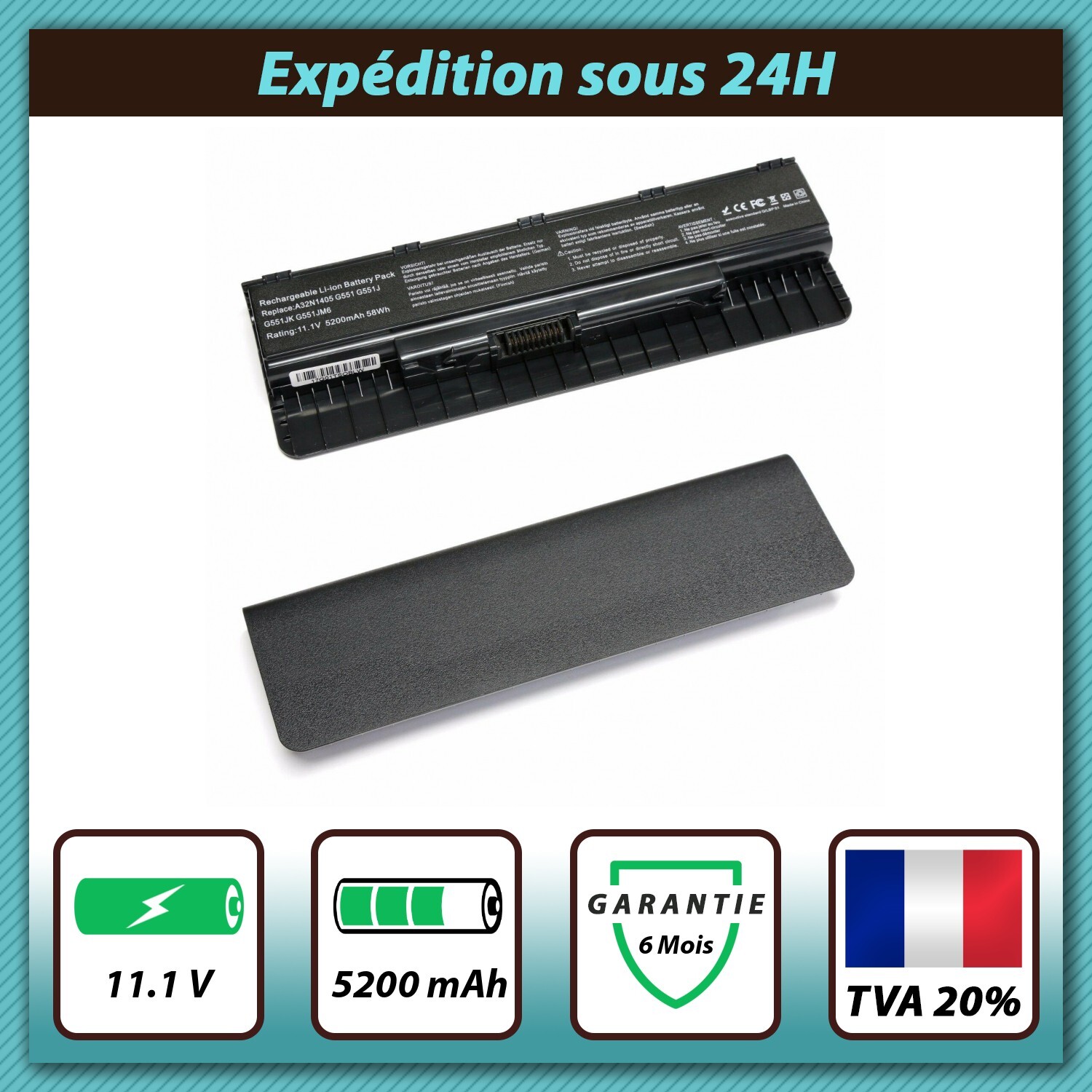 Batterie A32N1405 ASUS n551jk bloc alimentation PC portable 11.1V 5200mah
