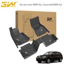 3W Floor Mats 2 Row Liners Set Black for 2011-2017 BMW X3 / 2015-2018 BMW X4