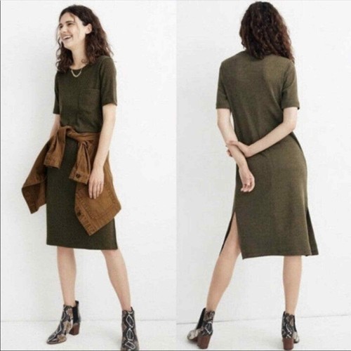 Ribbed Knit Pocket Tee Midi Dress 