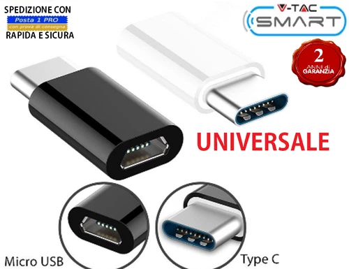 ADATTATORE CAVO MICRO TYPE C CONNETTORE ORIGINALE V-TAC X SAMSUNG HUAWEI LG SONY