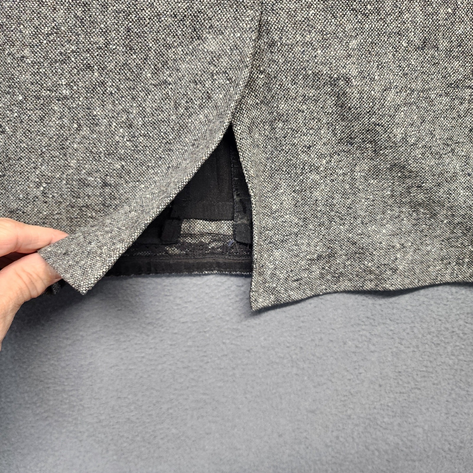 Pendleton Skirt Womens 12 Grey Wool Silk Leather Pencil Slit Zip Classic USA