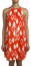 THML Anthropologie Womens Orange white Sleeveless A-line Dress Sz Small halter