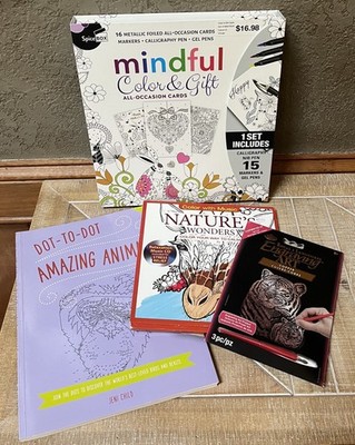 Art Set w/ Card Coloring Kit, Dot to Dot, Coloring Book, and Engraving Kit