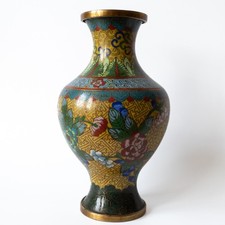 Chinese Antique Yellow Ground Cloisonne Enamelled Floral Vase Early 20th C