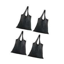 4Pcs Reusable Shopping Bags Sturdy Waterproof Utility Daily Use Black Large