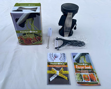 Premium Slicer Manual Vegetable Spiralizer Set w/ Peeler, Brush & Recipe Book