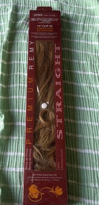 Euronext 100% Human Hair Extensions Premium Remy Straight 14  Clip-In Caramel