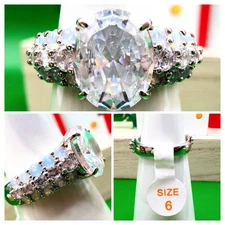 Bomb Party Pave And Moonstone Size 6 With Stunning CZ Large Statement Stone