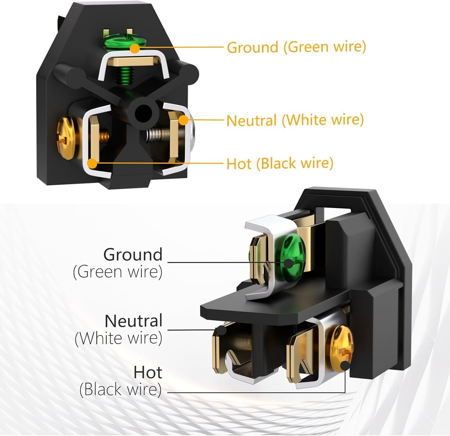 Extension Cord Ends 125V 15A 2Pole 3Wire Male Female NEMA Replacement Set