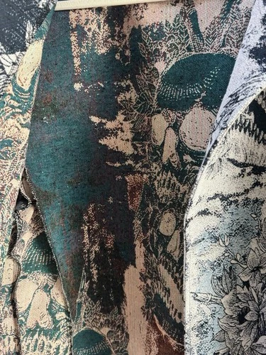 Rebel Vengeance XXL Skull Floral Tapestry Button Front Jacket Black Cream NWOT image 3