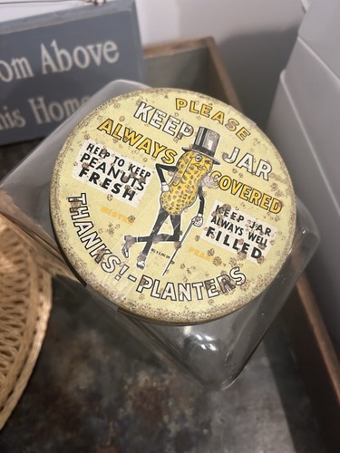 Vintage 1940 Planters Peanuts General Store Display Jar with Mister Peanut Lid