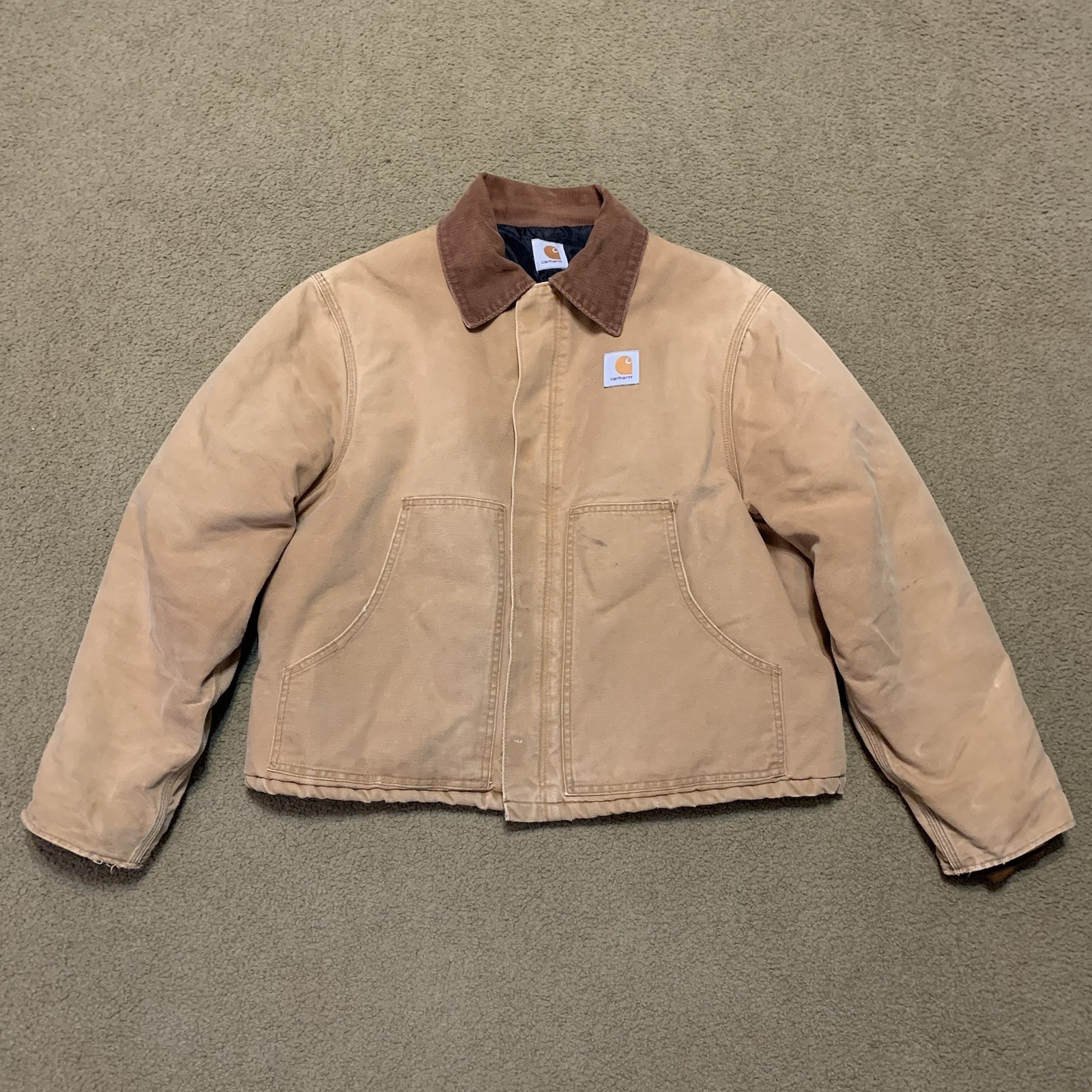 Carhartt Men's XL Detroit Jacket Quilted Lined Tan Brown USA Made Workwear