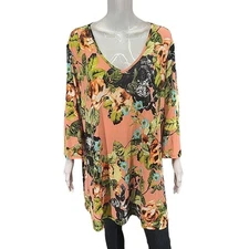 Attitudes by Renee Trendy Designer Printed Top with Pockets 3X Plus Size Shirt