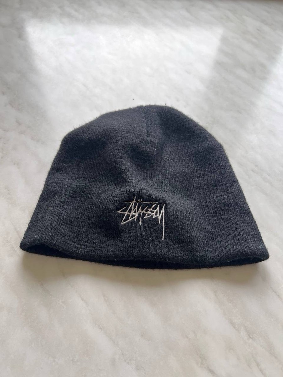 Stussy デニム キャスケット 00s Y2K 90s ストックロゴ Stussy Graffiti Logo 90s Black Vintage Archival Skate Rave Hip Hop