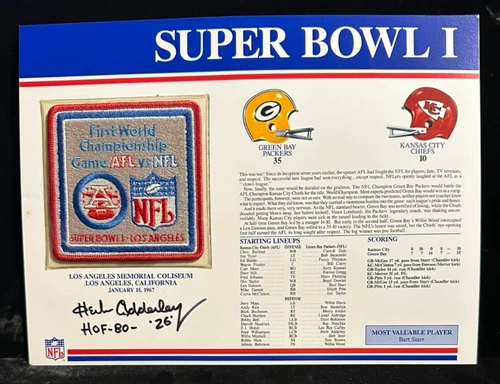 Herb Adderley Signed 9x12 Willabee & Ward Super Bowl I Patch Card Packers