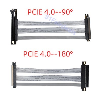 90/180 Degree PCI-E 4.0 16x High Speed PCIe Riser Silver-plated Extension Cable