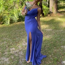 Sherri Hill Prom Dress Royal Blue Open Back Ruched Pageant Gown 2 Mermaid Gala