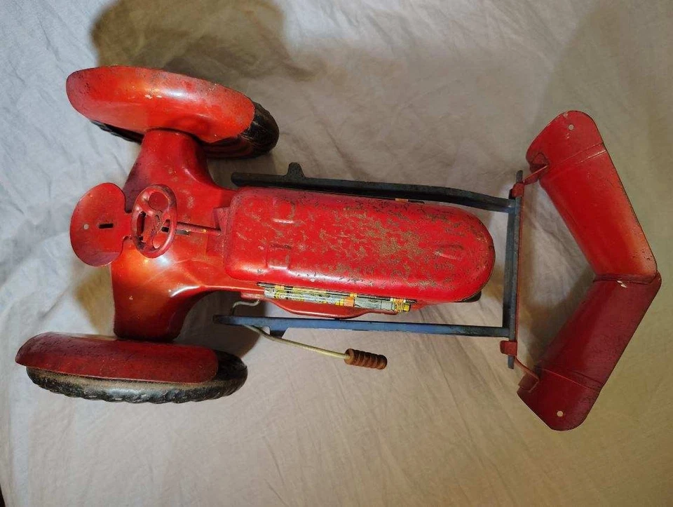 Tractor de juguete Marx de colección con quitanieves; litografía de hojalata EE. UU. 1940 ¡Raro y bonito! Foto 4 de 4