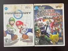 Mario Kart Wii & Smash Brothers Brawl - Nintendo Wii - Tested Working - Read