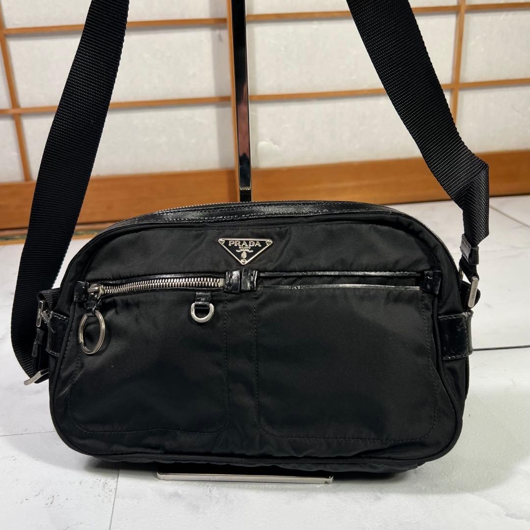 PRADA Shoulder Bag Camera Bag NERO Triangle Logo Black