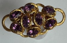 Wunderschöne Vintage Brosche Bronze mit amethystfarbenden Steinen - Größe 5 cm