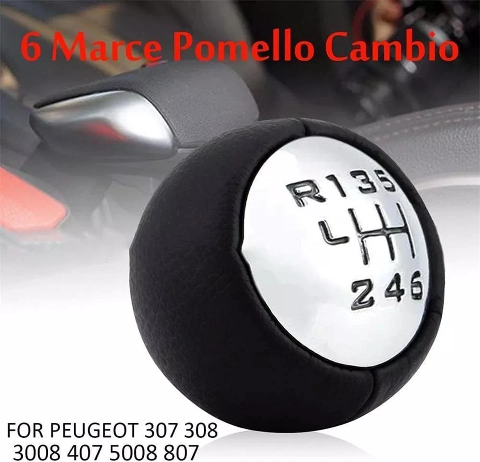 Pomello del cambio a 6 marce compatibile con Citroën C3 C4 C8 Jumpy Peugeot 308 - Imagen 3 de 4