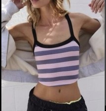 Free People Movement Tank Top M/L Womens All Clear Striped Cami Cropped Gym