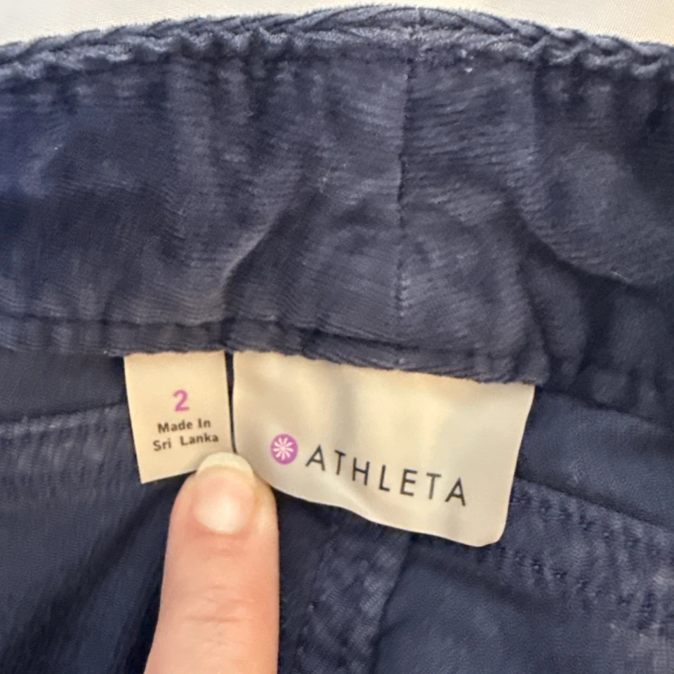Pantalones Cortos de Pana Athleta Para Mujer Talla 2 Tiro Medio Azul Marino Verano Otoño Informales Foto 3 de 4