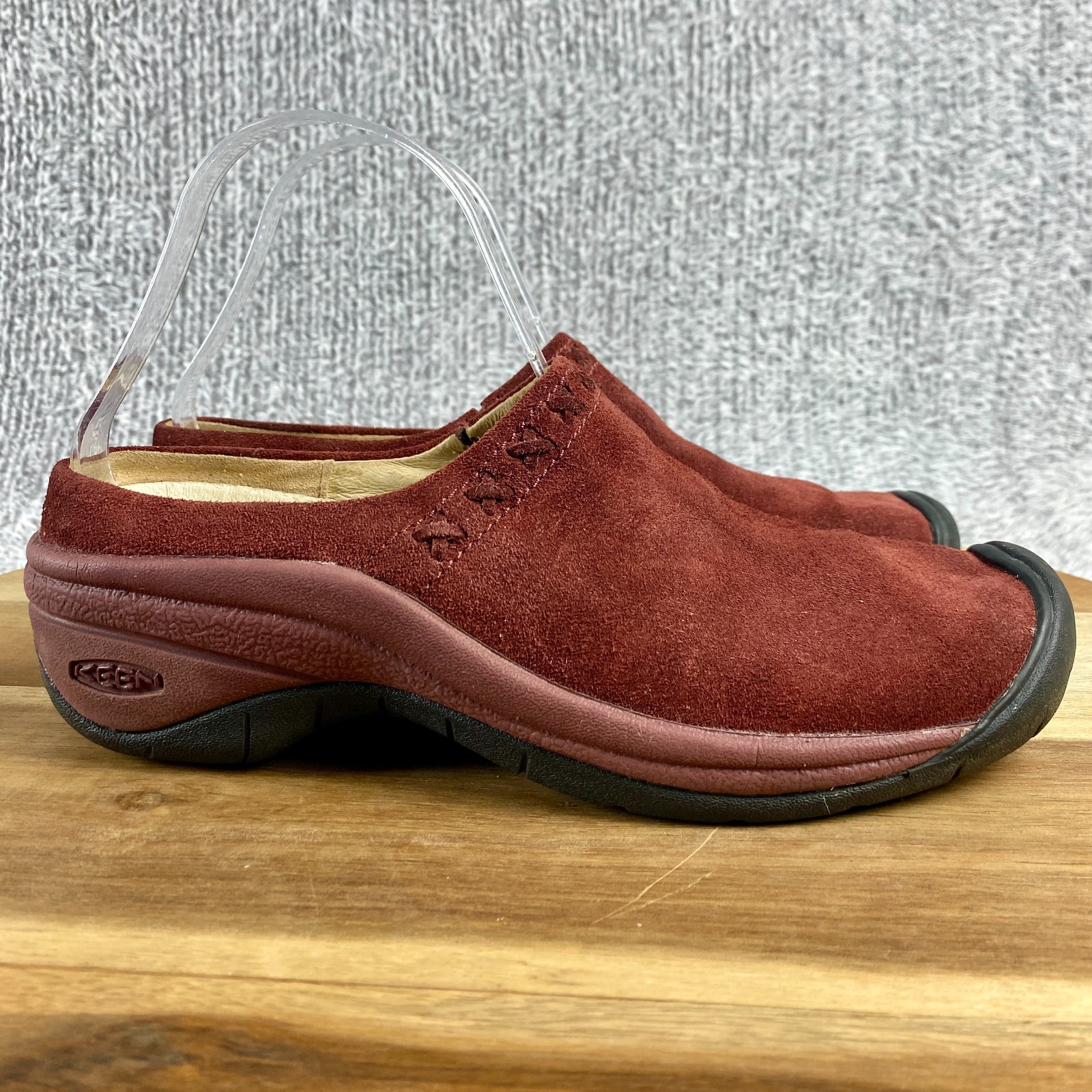 Zoccoli Keen Chambers scarpe donna 8 rosso bordeaux scamosciati slip on comodi mules