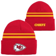 NFL Kids Youth 8-20 Official Cold Weather Striped Cuffed Knit Beanie Hat US,...