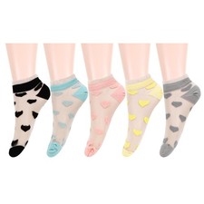 Benefeet Sox Cute Ruffle Sheer Socks for Women Medium, 5 Pack-colorful Heart