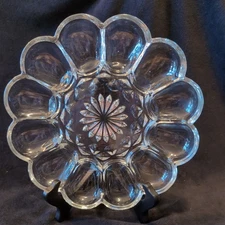 Vintage Anchor Hocking Heavy Clear Glass 10” Deviled Egg Tray