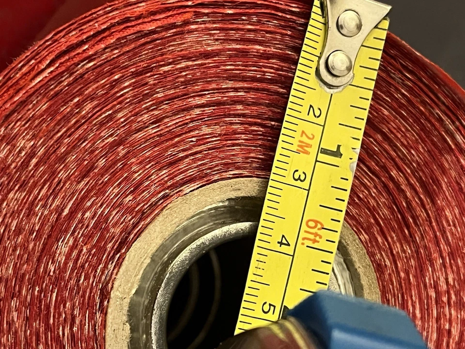 Vintage Ribbon 2 - 3/4" Wide 50+ Yd Roll Red & White Flocked Flowers - Image 4 of 4
