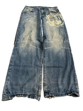 Baggy Denim Jeans Wide Leg Distressed Graphic Y2K Streetwear Viral Skater Rare