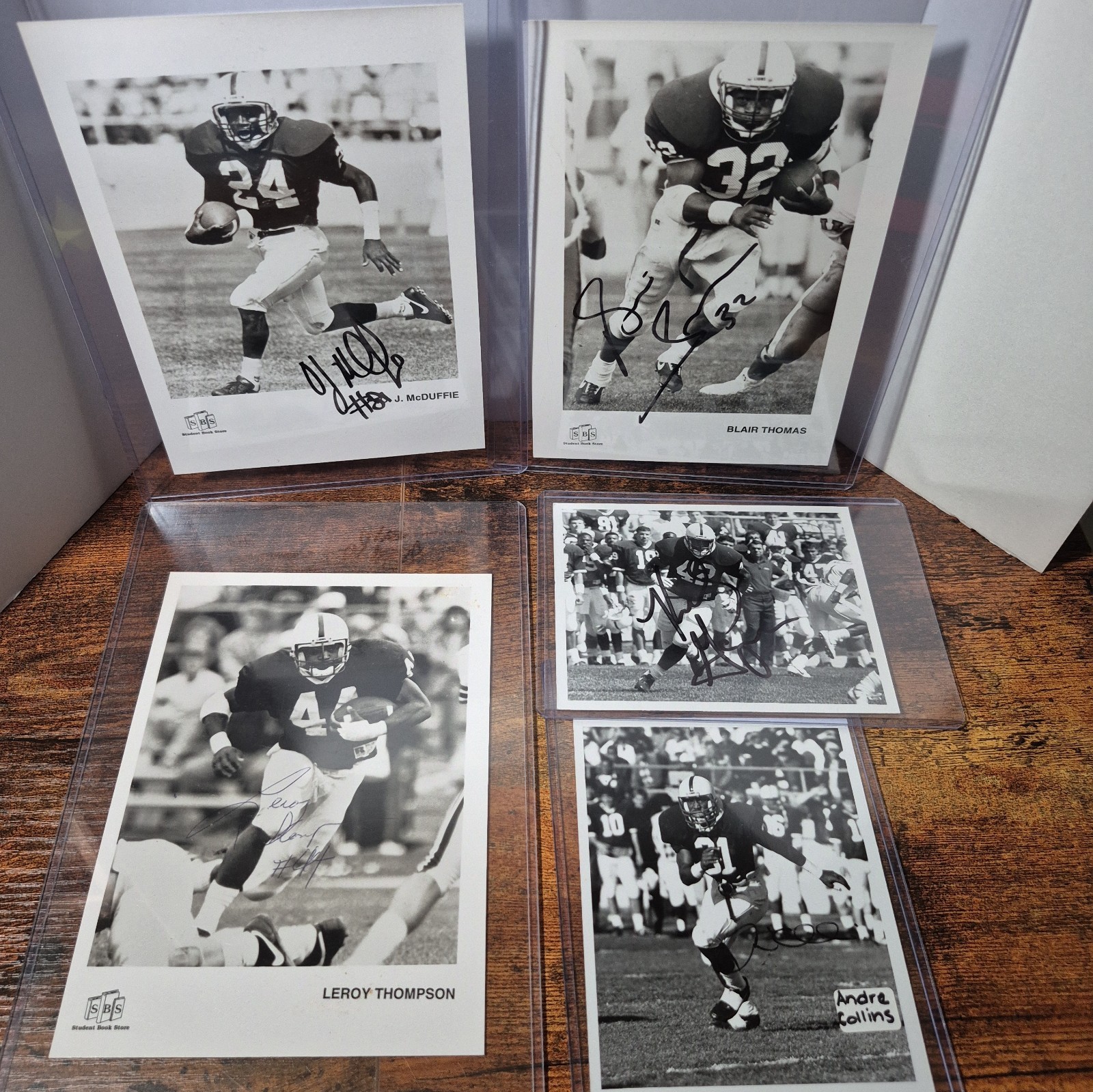 1989 Penn State Football Signed Photo Lot 5 Paterno Era Blair Thomas OJ McDuffie