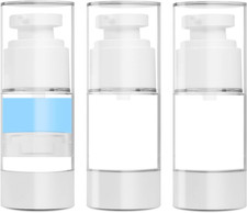 0.5 OZ/15ML Airless Pump Bottles, 3 Pack Lotion Dispenser Travel Size Pump Bottl