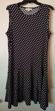 Women's Michael Kors XL Sleeveless Dress, Black/Off-White Dots, Fit And Flare