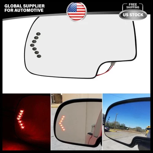 Driver Side Rear View Mirror Glass Heated Turn Signal For 03-07 Chevy Silverado