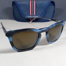 Tommy Hilfiger TH1383/S QEUEC Blue Marble Vintage Pilot Sunglasses