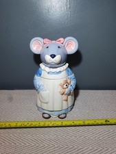 1990 Mouse Cookie Jar Vintage 19cm Holding Teddy Bear 