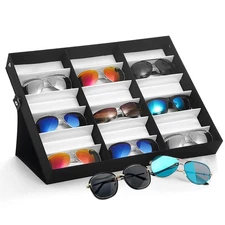 18 Grids Glasses Storage Box, Eyewear Display Case Jewelry Watch Organizer,